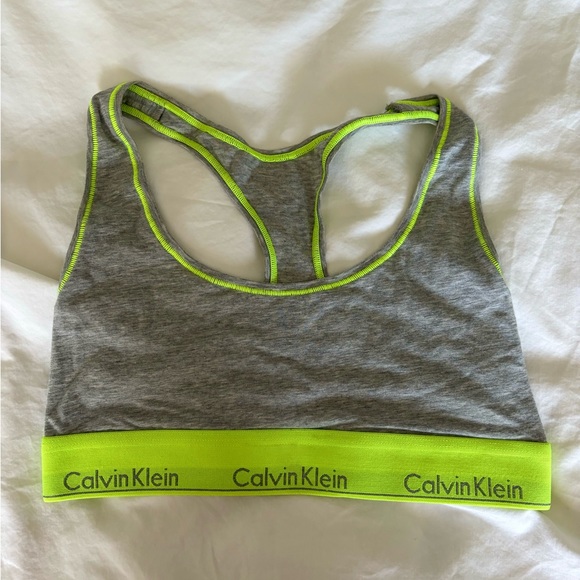 Women’s Calvin Klein grey and green racerback bra / bralette Size M - Picture 1 of 3
